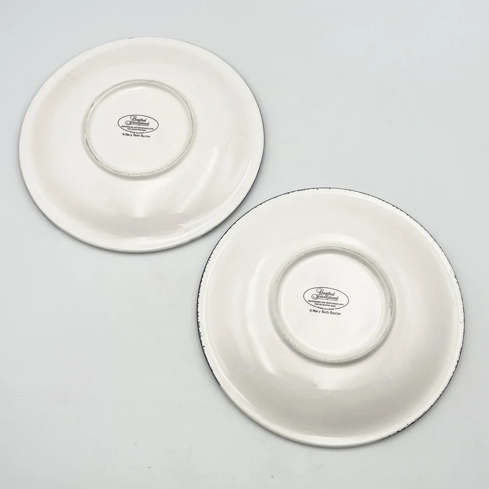 Vintage Certified International Twilight Snowman 2 Plates 8.25